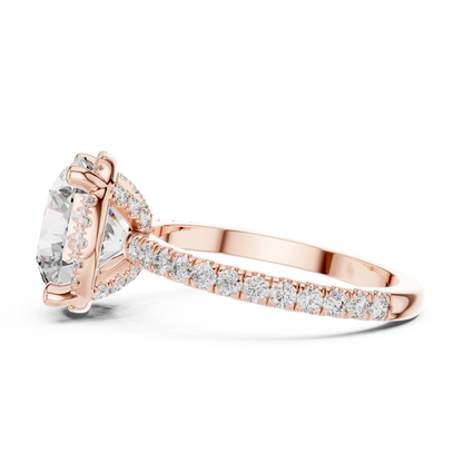 3.50Ct AstraNova Halo Sphere – High-Brilliance Diamond Core, Sculpted Luxury Pavé Shank”