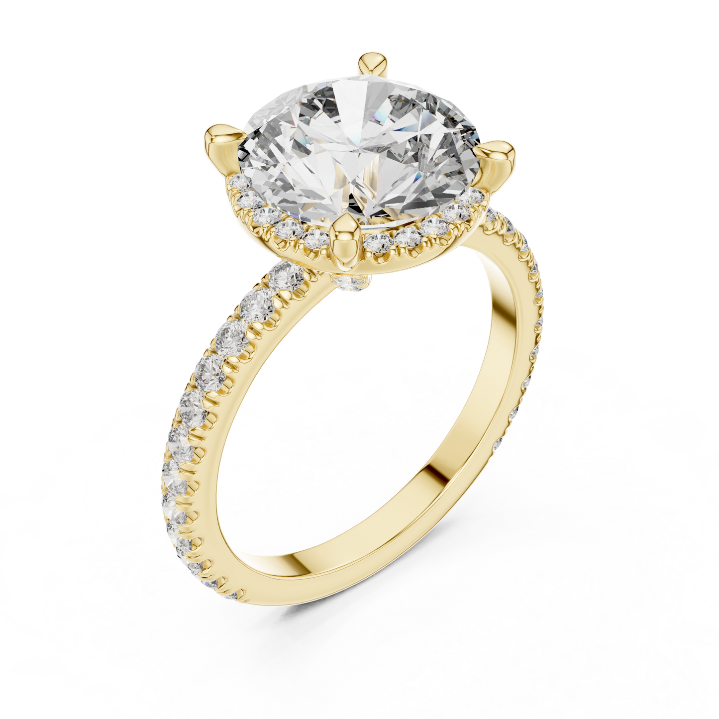 3.50Ct AstraNova Halo Sphere – High-Brilliance Diamond Core, Sculpted Luxury Pavé Shank”