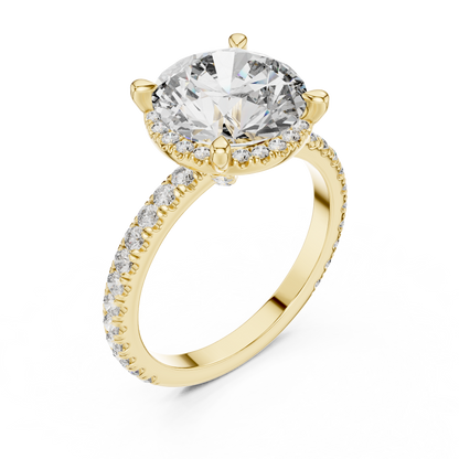 3.50Ct AstraNova Halo Sphere – High-Brilliance Diamond Core, Sculpted Luxury Pavé Shank”