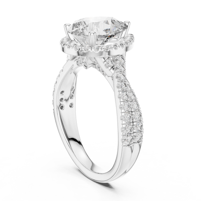 2.50Ct Opulent Pear Halo Bridal Ring • Precision-Cut Lab Diamond • Luxe Criss-Cross Pavé Shank