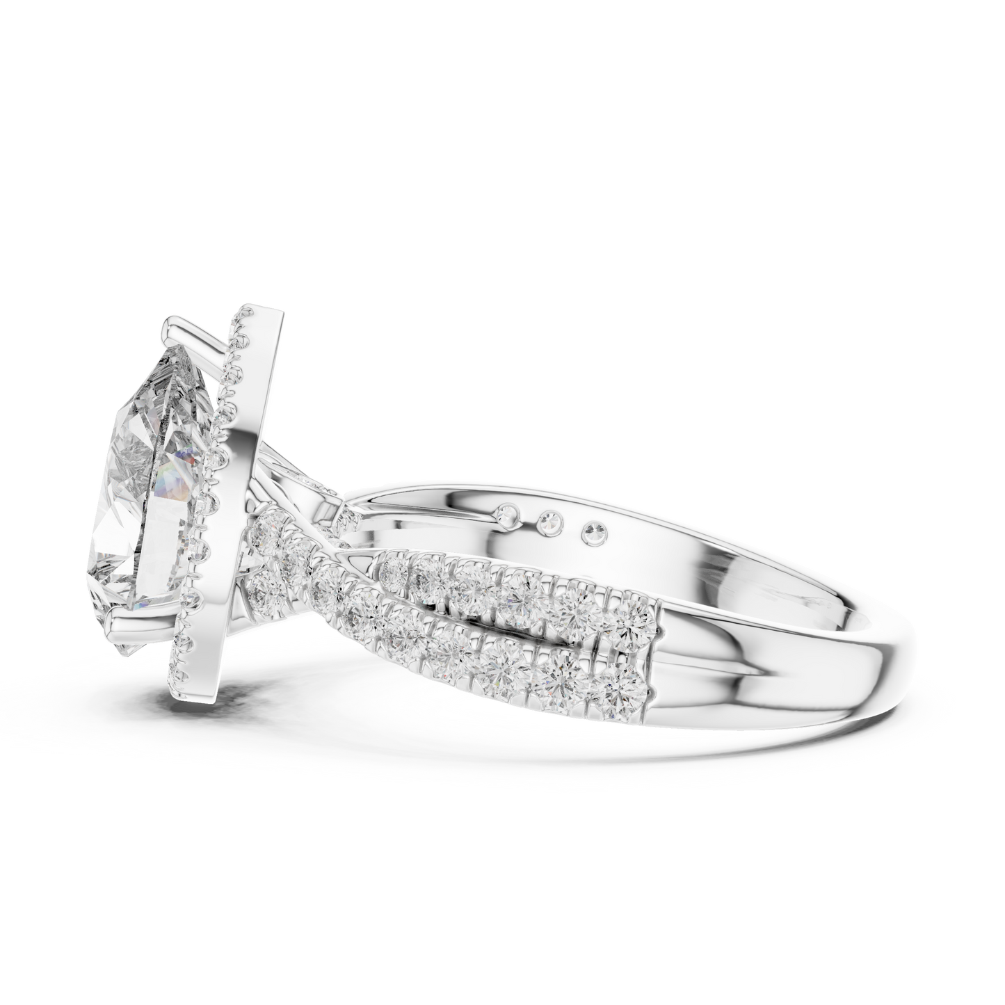 2.50Ct Opulent Pear Halo Bridal Ring • Precision-Cut Lab Diamond • Luxe Criss-Cross Pavé Shank