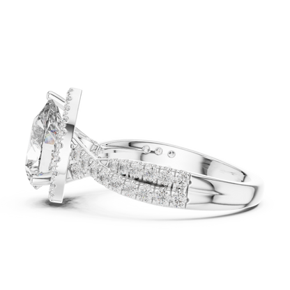 2.50Ct Opulent Pear Halo Bridal Ring • Precision-Cut Lab Diamond • Luxe Criss-Cross Pavé Shank