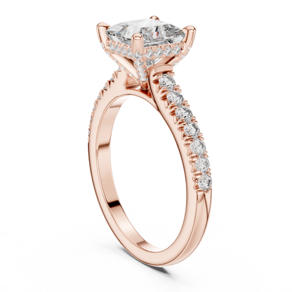 1.50CtPrincess Cut High-Brilliance Ring • Lab Diamond Center • Micro Pavé Illusion Halo • Luxury-Ring for Her