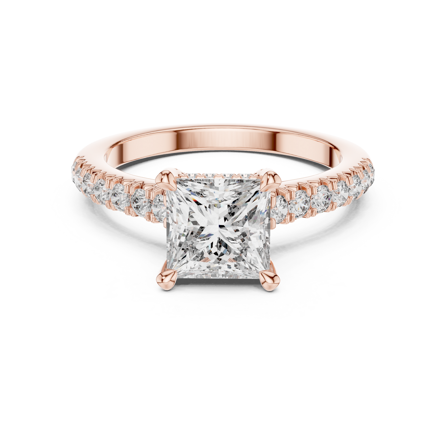 1.50CtPrincess Cut High-Brilliance Ring • Lab Diamond Center • Micro Pavé Illusion Halo • Luxury-Ring for Her