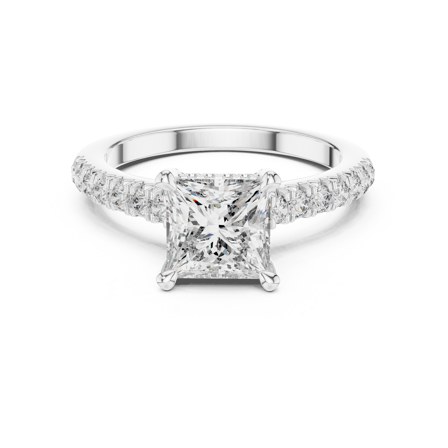 1.50CtPrincess Cut High-Brilliance Ring • Lab Diamond Center • Micro Pavé Illusion Halo • Luxury-Ring for Her