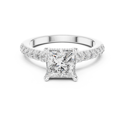 1.50CtPrincess Cut High-Brilliance Ring • Lab Diamond Center • Micro Pavé Illusion Halo • Luxury-Ring for Her