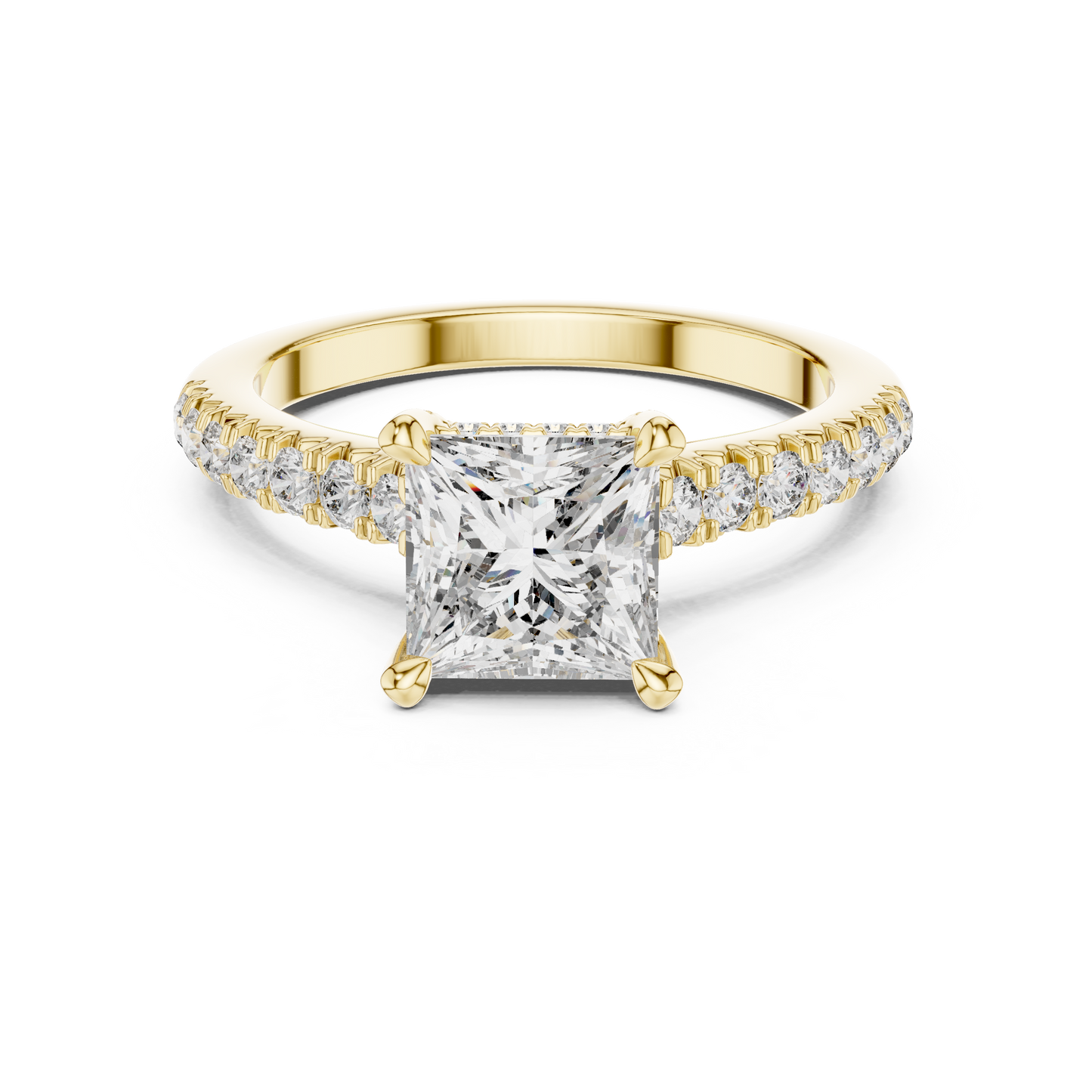 1.50CtPrincess Cut High-Brilliance Ring • Lab Diamond Center • Micro Pavé Illusion Halo • Luxury-Ring for Her