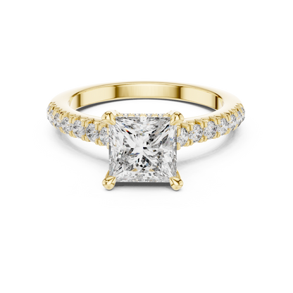 1.50CtPrincess Cut High-Brilliance Ring • Lab Diamond Center • Micro Pavé Illusion Halo • Luxury-Ring for Her