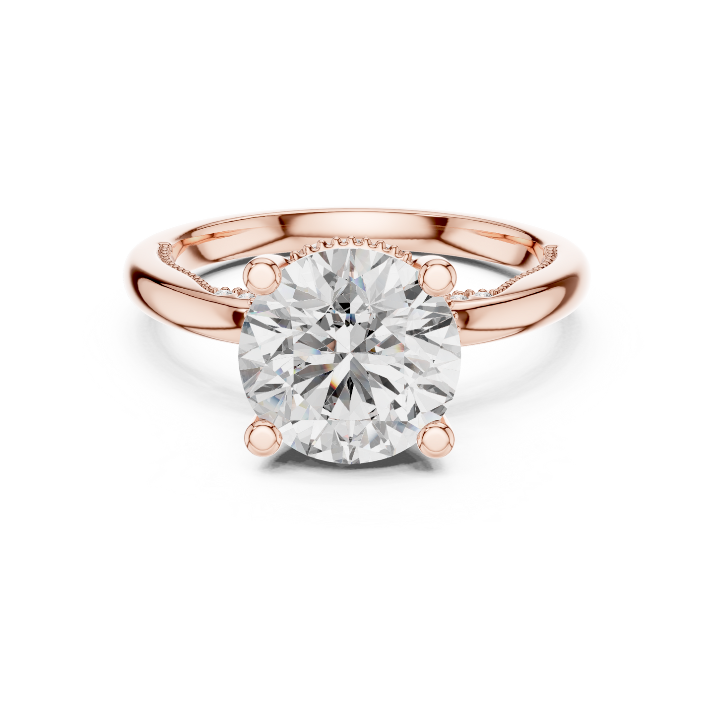 3.00CtClassic Cathedral Engagement Ring • Hidden Halo Round Solitaire • Romantic Proposal Jewelry