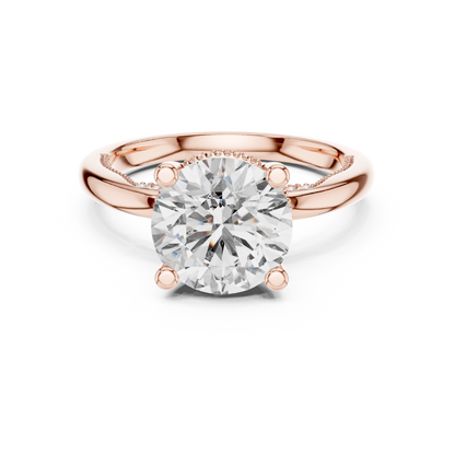 3.00CtClassic Cathedral Engagement Ring • Hidden Halo Round Solitaire • Romantic Proposal Jewelry