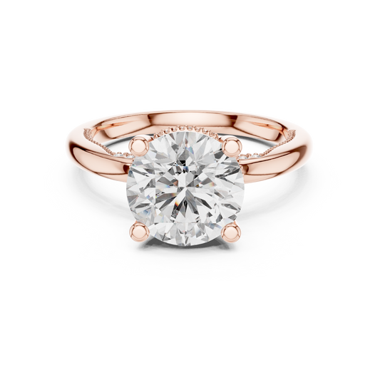3.00CtClassic Cathedral Engagement Ring • Hidden Halo Round Solitaire • Romantic Proposal Jewelry