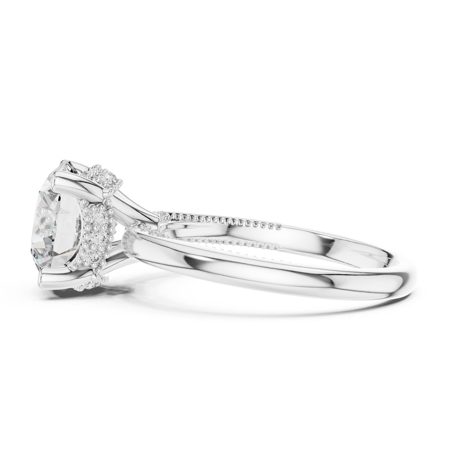 3.00CtClassic Cathedral Engagement Ring • Hidden Halo Round Solitaire • Romantic Proposal Jewelry