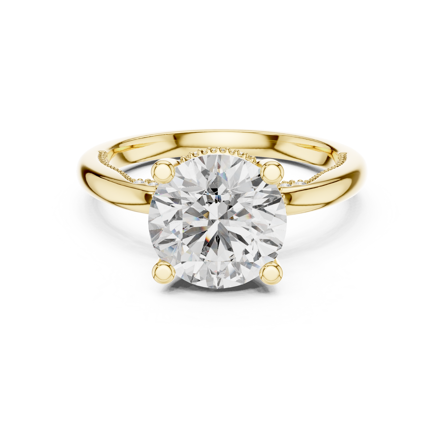 3.00CtClassic Cathedral Engagement Ring • Hidden Halo Round Solitaire • Romantic Proposal Jewelry