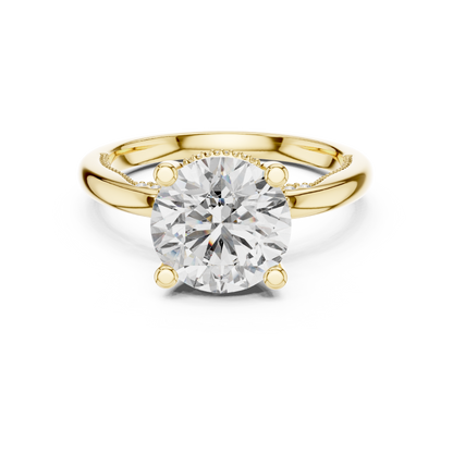 3.00CtClassic Cathedral Engagement Ring • Hidden Halo Round Solitaire • Romantic Proposal Jewelry