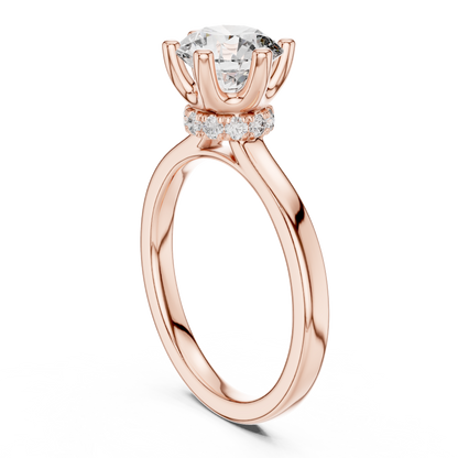 1.50Ct Celestial Bloom Round  Hidden Halo Solitaire Ring – 6-Prong Round Lab Diamond Engagement