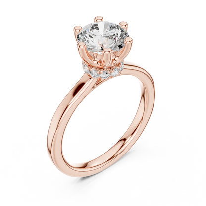 1.50Ct Celestial Bloom Round  Hidden Halo Solitaire Ring – 6-Prong Round Lab Diamond Engagement