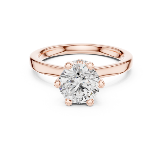 1.50Ct Celestial Bloom Round  Hidden Halo Solitaire Ring – 6-Prong Round Lab Diamond Engagement