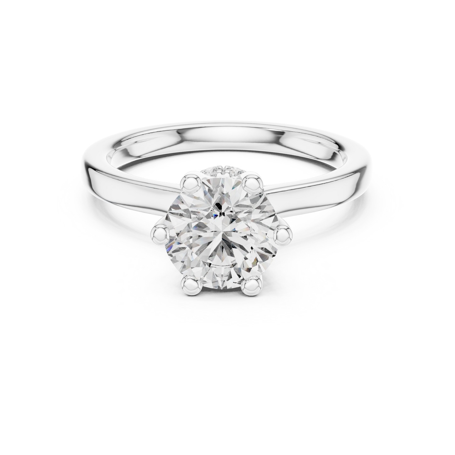 1.50Ct Celestial Bloom Round  Hidden Halo Solitaire Ring – 6-Prong Round Lab Diamond Engagement