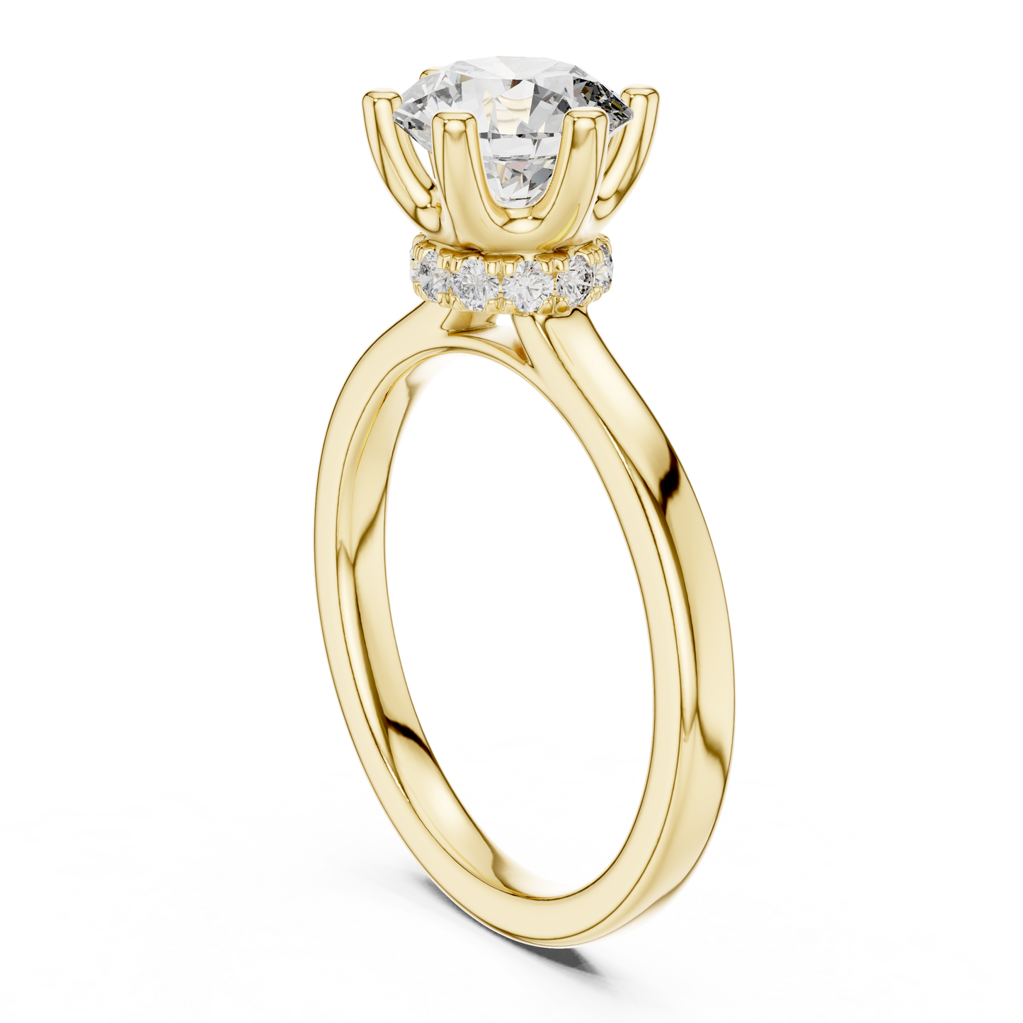 1.50Ct Celestial Bloom Round  Hidden Halo Solitaire Ring – 6-Prong Round Lab Diamond Engagement