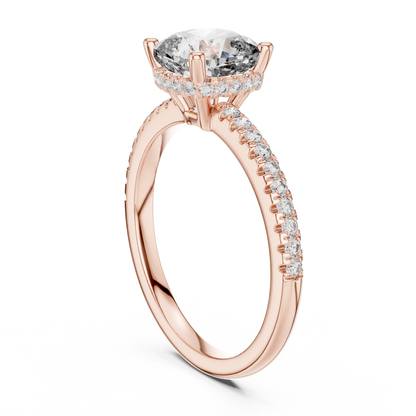 2.00Ct Minimal Cushion Diamond Ring • Dainty Gold Solitaire • Pavé Engagement Ring for Her