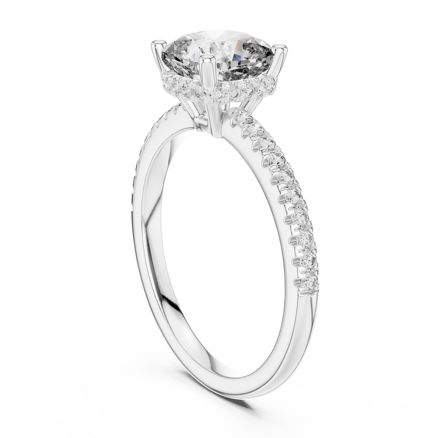 2.00Ct Minimal Cushion Diamond Ring • Dainty Gold Solitaire • Pavé Engagement Ring for Her
