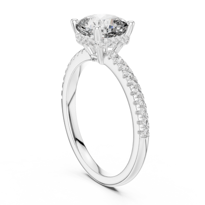 2.00Ct Minimal Cushion Diamond Ring • Dainty Gold Solitaire • Pavé Engagement Ring for Her