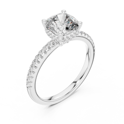 2.00Ct Minimal Cushion Diamond Ring • Dainty Gold Solitaire • Pavé Engagement Ring for Her