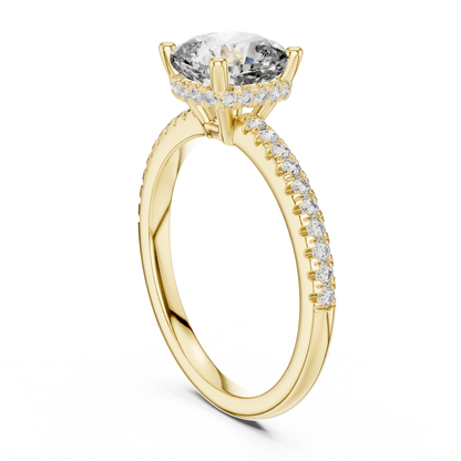 2.00Ct Minimal Cushion Diamond Ring • Dainty Gold Solitaire • Pavé Engagement Ring for Her