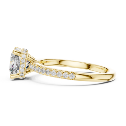 2.00Ct Minimal Cushion Diamond Ring • Dainty Gold Solitaire • Pavé Engagement Ring for Her
