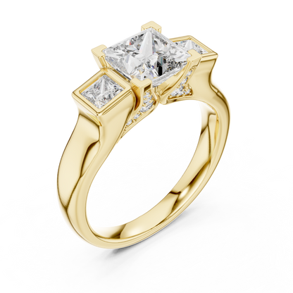 1.50CtLuxury Princess Cut Trio Engagement Ring • Modern Bridal Gift • Customizable Silver Ring