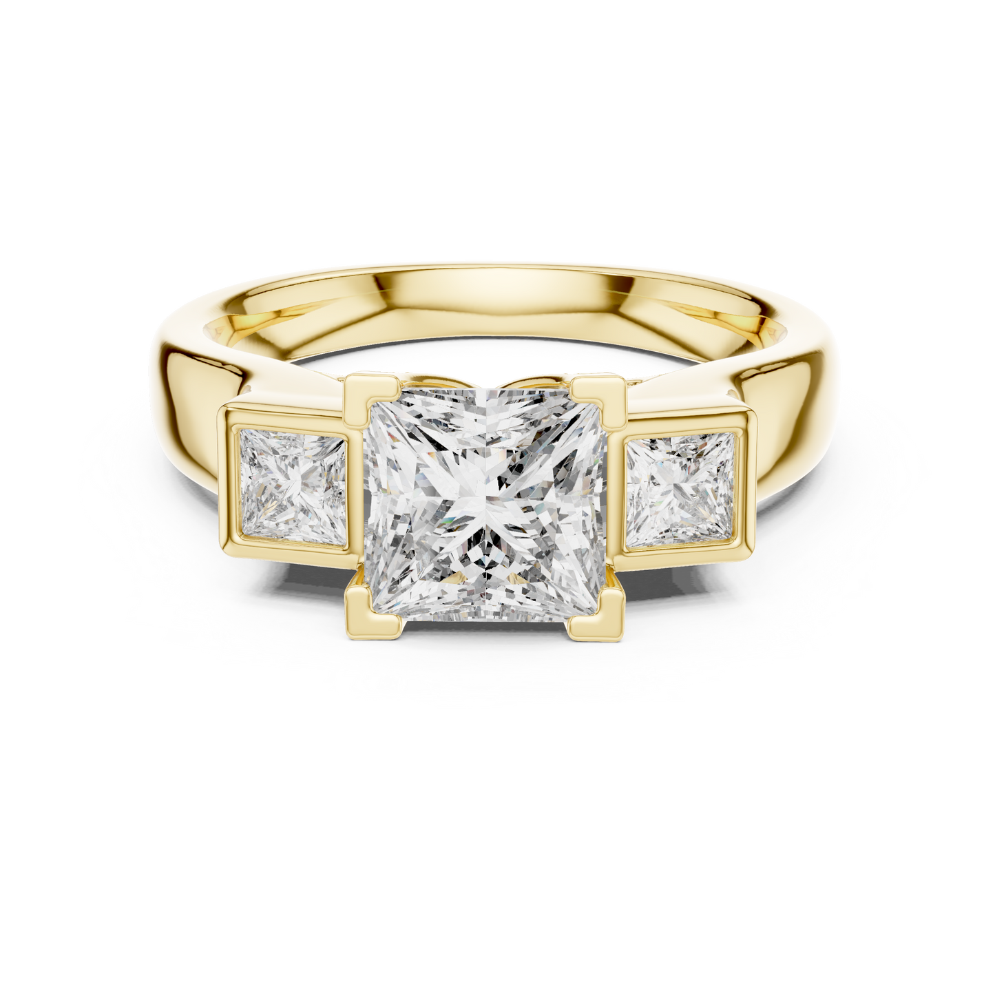 1.50CtLuxury Princess Cut Trio Engagement Ring • Modern Bridal Gift • Customizable Silver Ring
