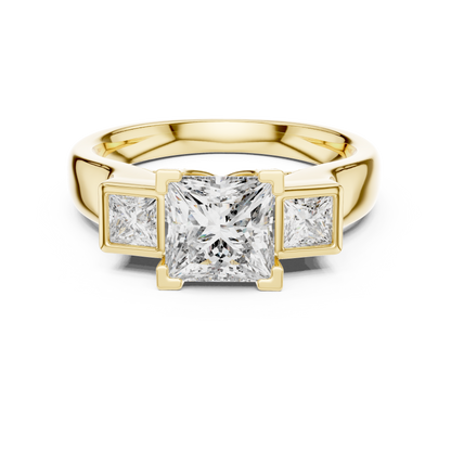 1.50CtLuxury Princess Cut Trio Engagement Ring • Modern Bridal Gift • Customizable Silver Ring