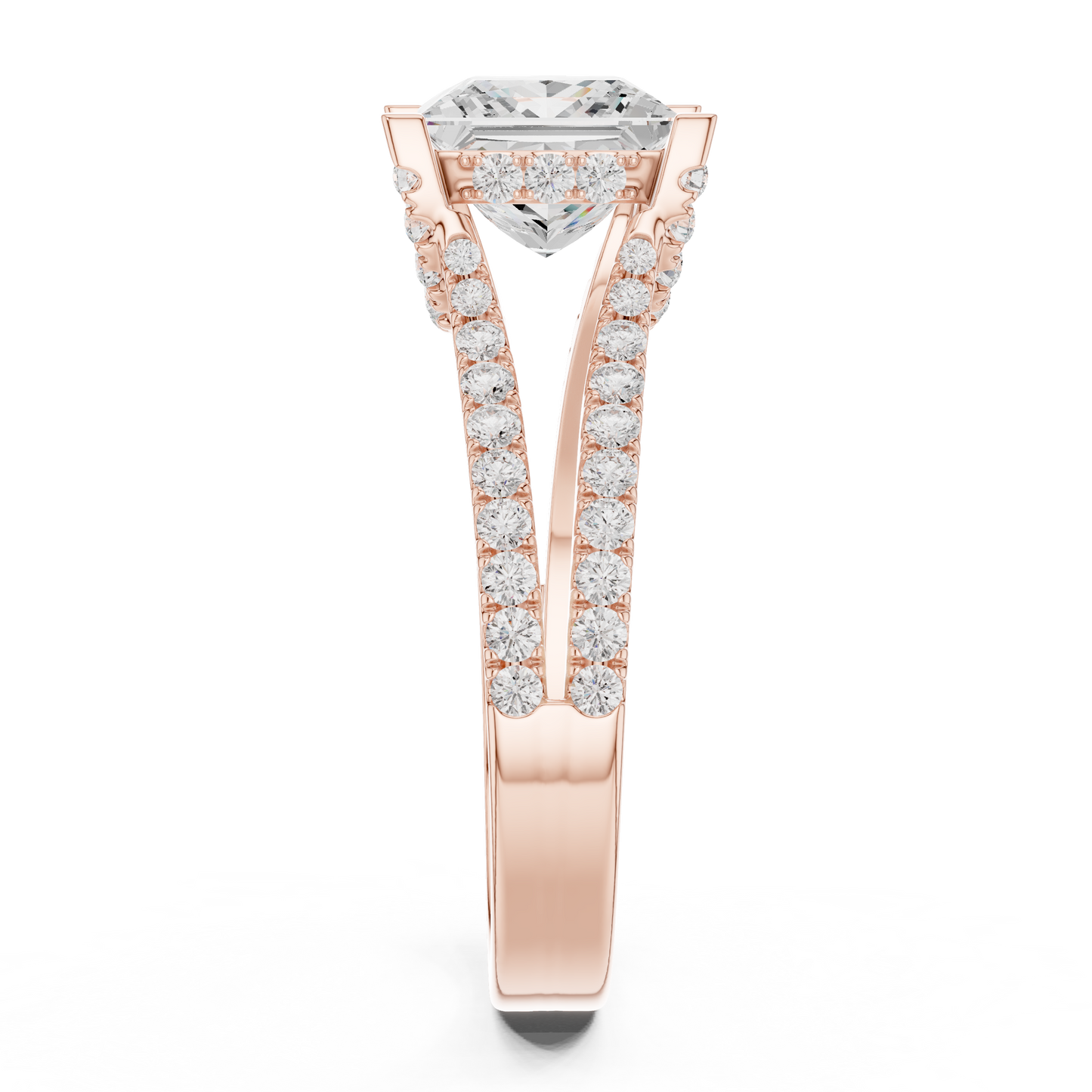 1.50CtPrincess Cut Solitaire Bridal Set • Elegant Split Shank Diamond Ring • Hidden Halo Engagement Ring