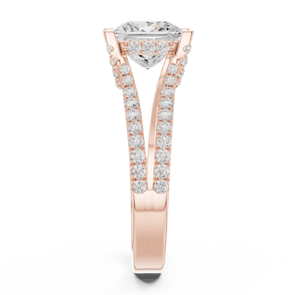 1.50CtPrincess Cut Solitaire Bridal Set • Elegant Split Shank Diamond Ring • Hidden Halo Engagement Ring