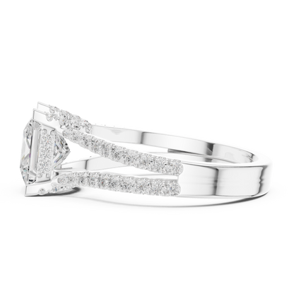 1.50CtPrincess Cut Solitaire Bridal Set • Elegant Split Shank Diamond Ring • Hidden Halo Engagement Ring