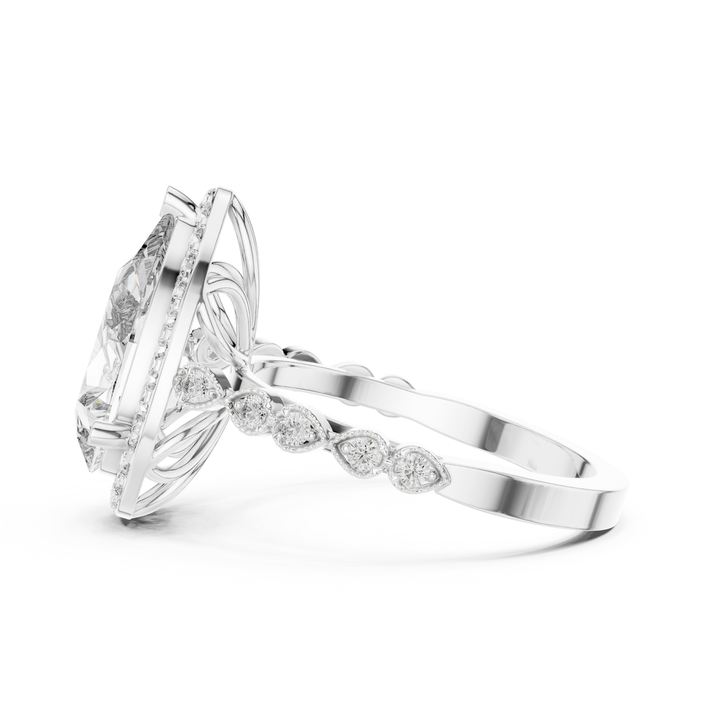 3.00Ct Handmade Pear Halo Ring • Fine Rose Silver Jewelry • Designed For Love Filled Proposals