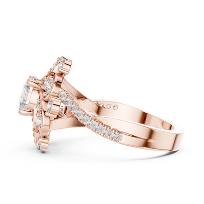 0.85Ct Victorian Inspired Flower Ring • Round Moissanite Diamond Halo • Elegant Vintage Engagement Ring