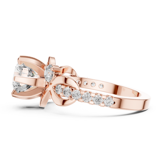 1.48Ct Intertwined Shank Bridal Ring • Classic Round Solitaire with Side Stones • Modern Gold Setting