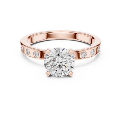 1.00CtWhite Gold Diamond Solitaire Ring • Classic Engagement Set  • Channel-Set Side Stones Ring