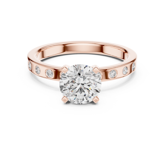 1.00CtWhite Gold Diamond Solitaire Ring • Classic Engagement Set  • Channel-Set Side Stones Ring