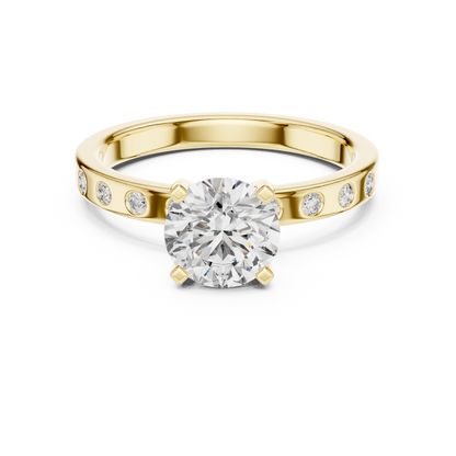 1.00CtWhite Gold Diamond Solitaire Ring • Classic Engagement Set  • Channel-Set Side Stones Ring