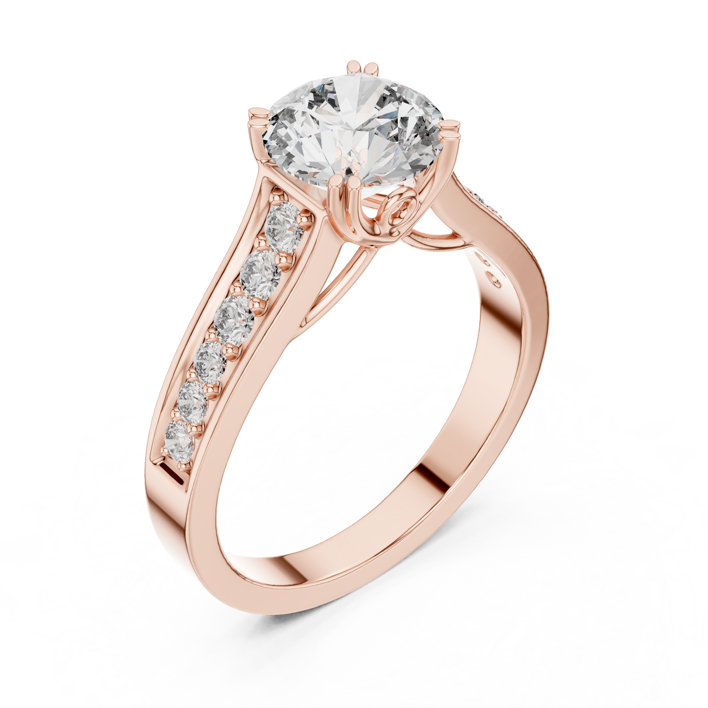 1.33CtFloral Basket Diamond Ring – Split Band Engagement Ring – Unique Gold Anniversary Gift for Her