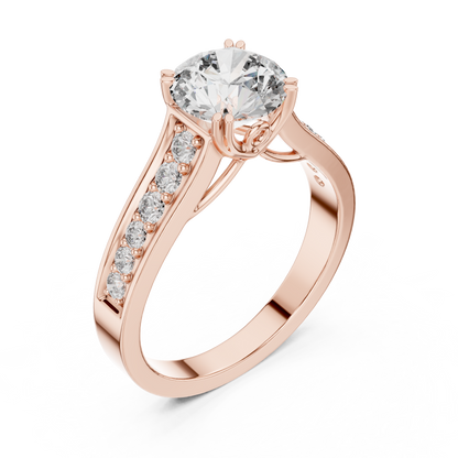 1.33CtFloral Basket Diamond Ring – Split Band Engagement Ring – Unique Gold Anniversary Gift for Her