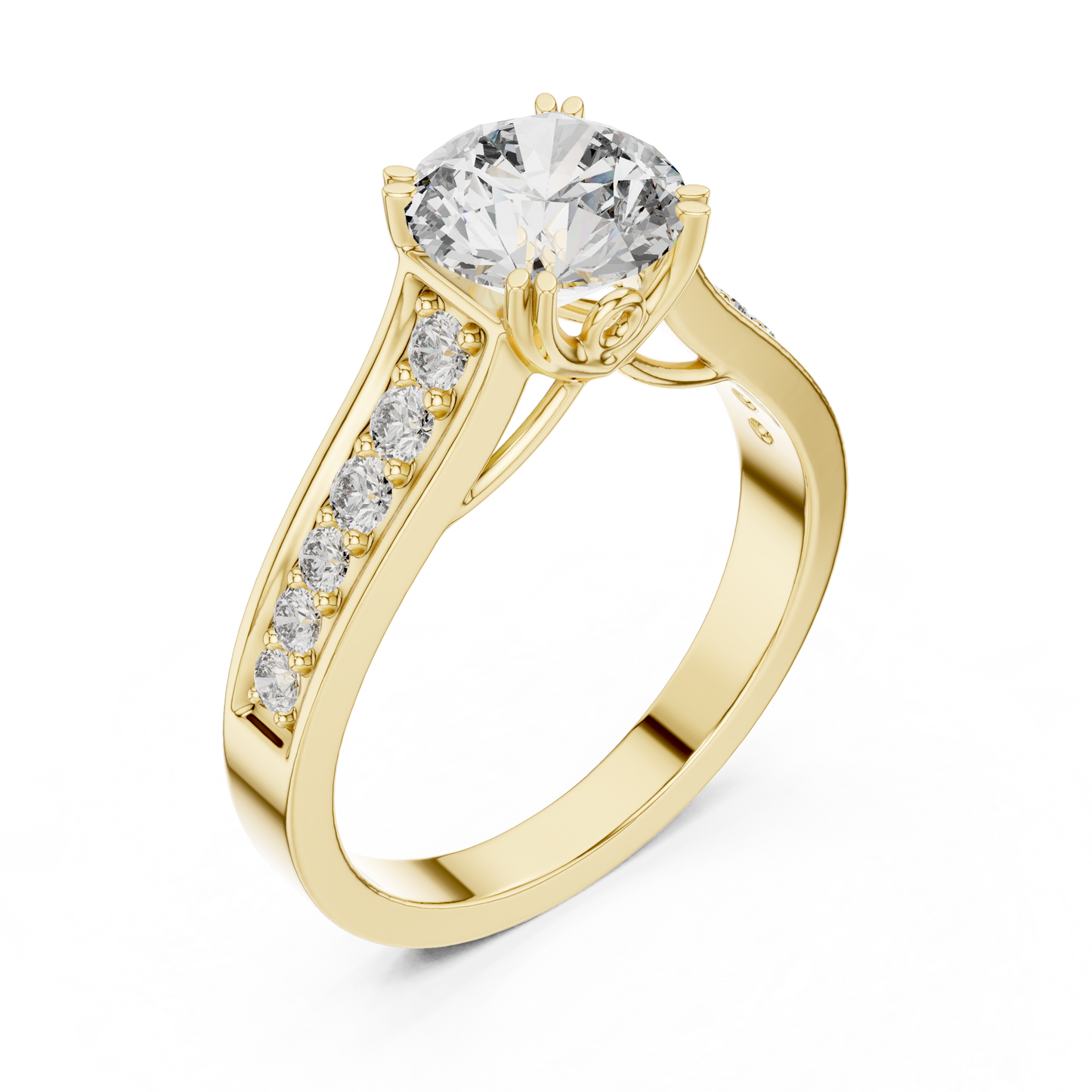 1.33CtFloral Basket Diamond Ring – Split Band Engagement Ring – Unique Gold Anniversary Gift for Her