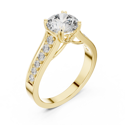 1.33CtFloral Basket Diamond Ring – Split Band Engagement Ring – Unique Gold Anniversary Gift for Her