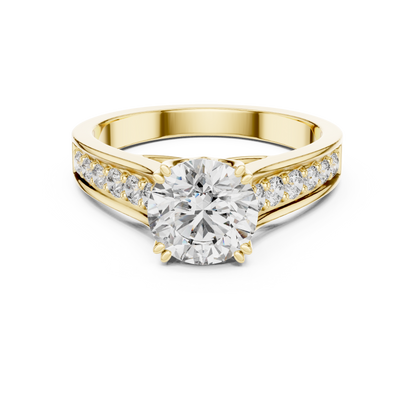 1.33CtFloral Basket Diamond Ring – Split Band Engagement Ring – Unique Gold Anniversary Gift for Her