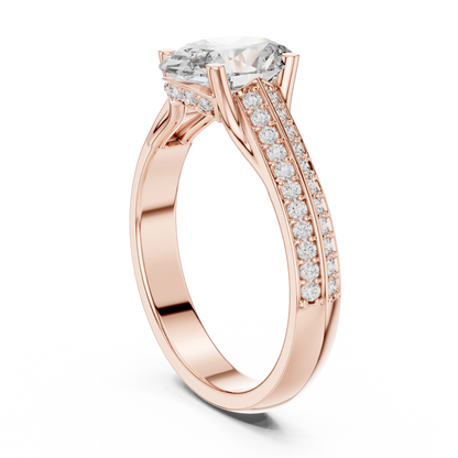 1.55CtOval Cut Double Row Pave Engagement Ring | Unique Split Shank Band | Bridal Promise Ring