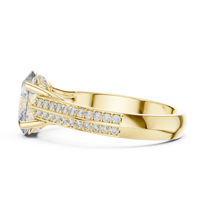 1.55CtOval Cut Double Row Pave Engagement Ring | Unique Split Shank Band | Bridal Promise Ring