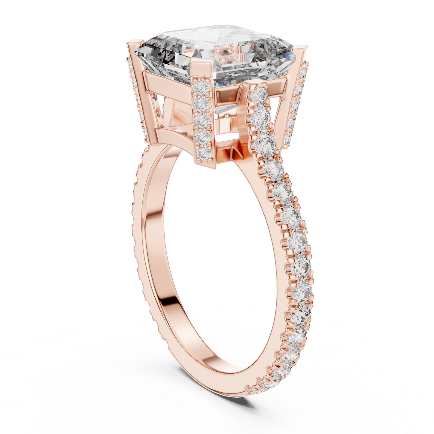 3.80CtEmerald Square Cut Solitaire Ring • Hidden Halo Engagement Gift • Moissanite Diamond  Anniversary & Proposal Ring