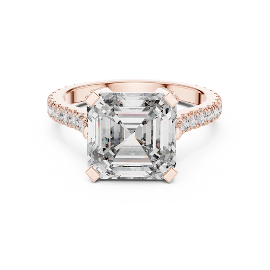 3.80CtEmerald Square Cut Solitaire Ring • Hidden Halo Engagement Gift • Moissanite Diamond  Anniversary & Proposal Ring
